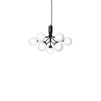 Apiales 9 Chandelier Black and Opal Glass