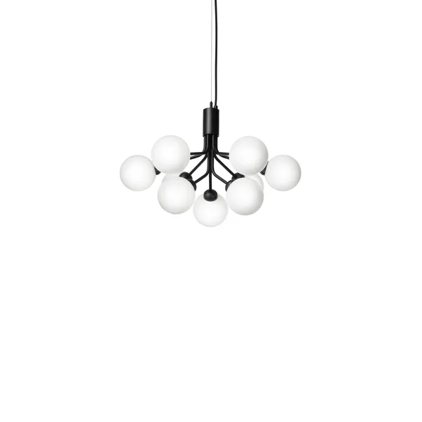 Apiales 9 Chandelier Black and Opal Glass