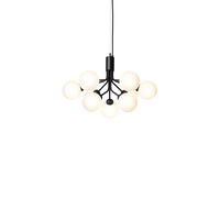 Apiales 9 Chandelier Black and Opal Glass