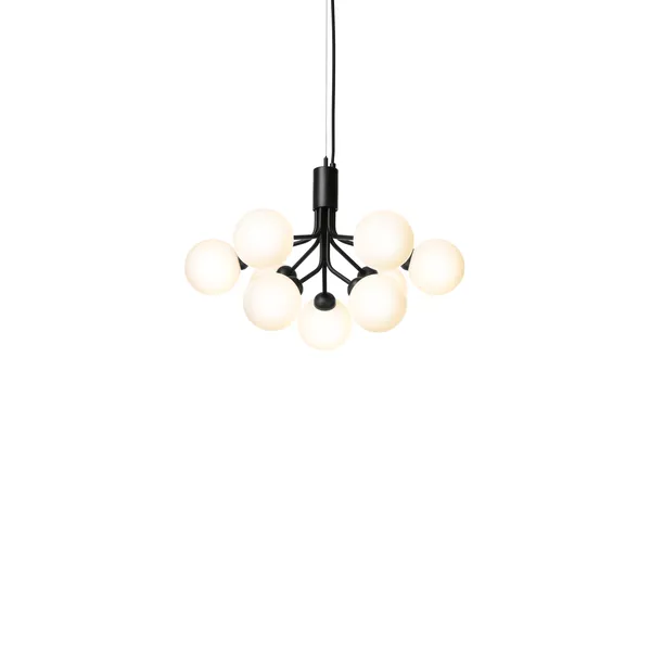 Apiales 9 Chandelier Black and Opal Glass