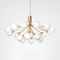 Apiales 18 Lysekrone Messing og Opal Glas