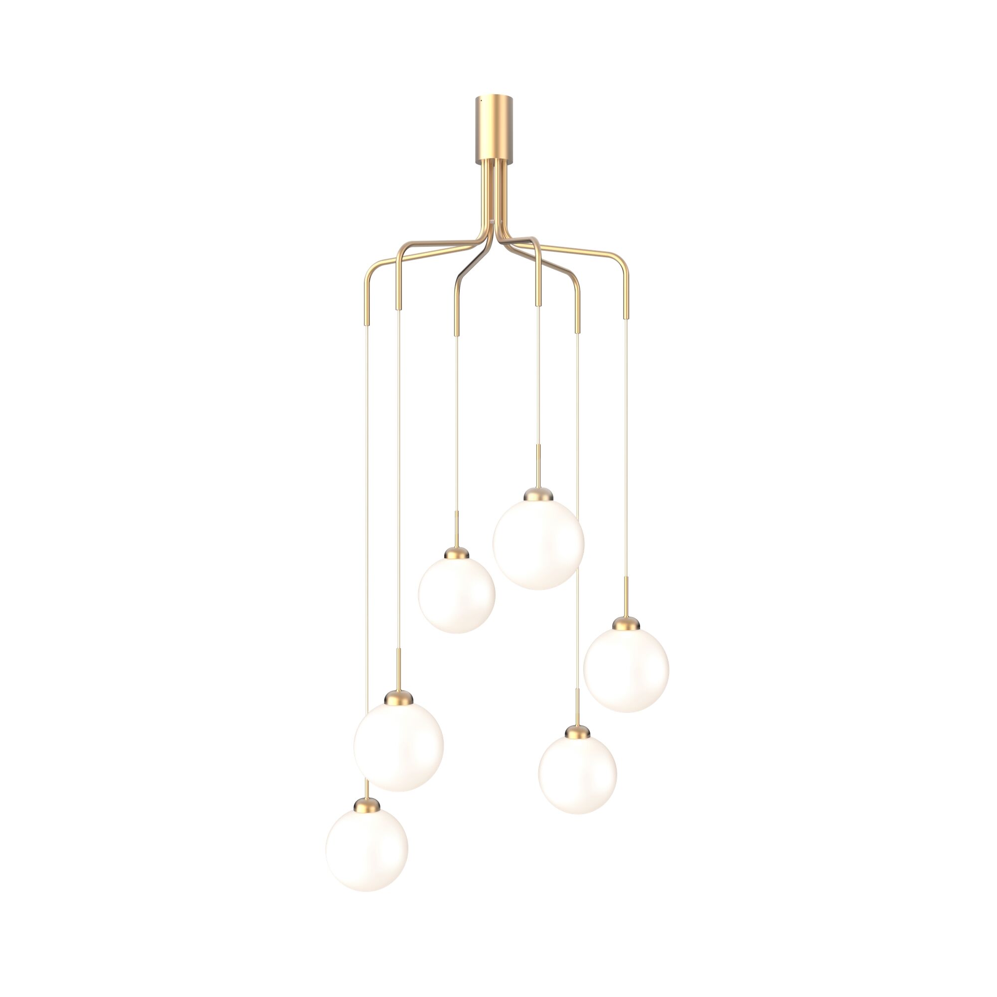 Lustre Apiales Cluster 6 en Laiton Brossé et Opale