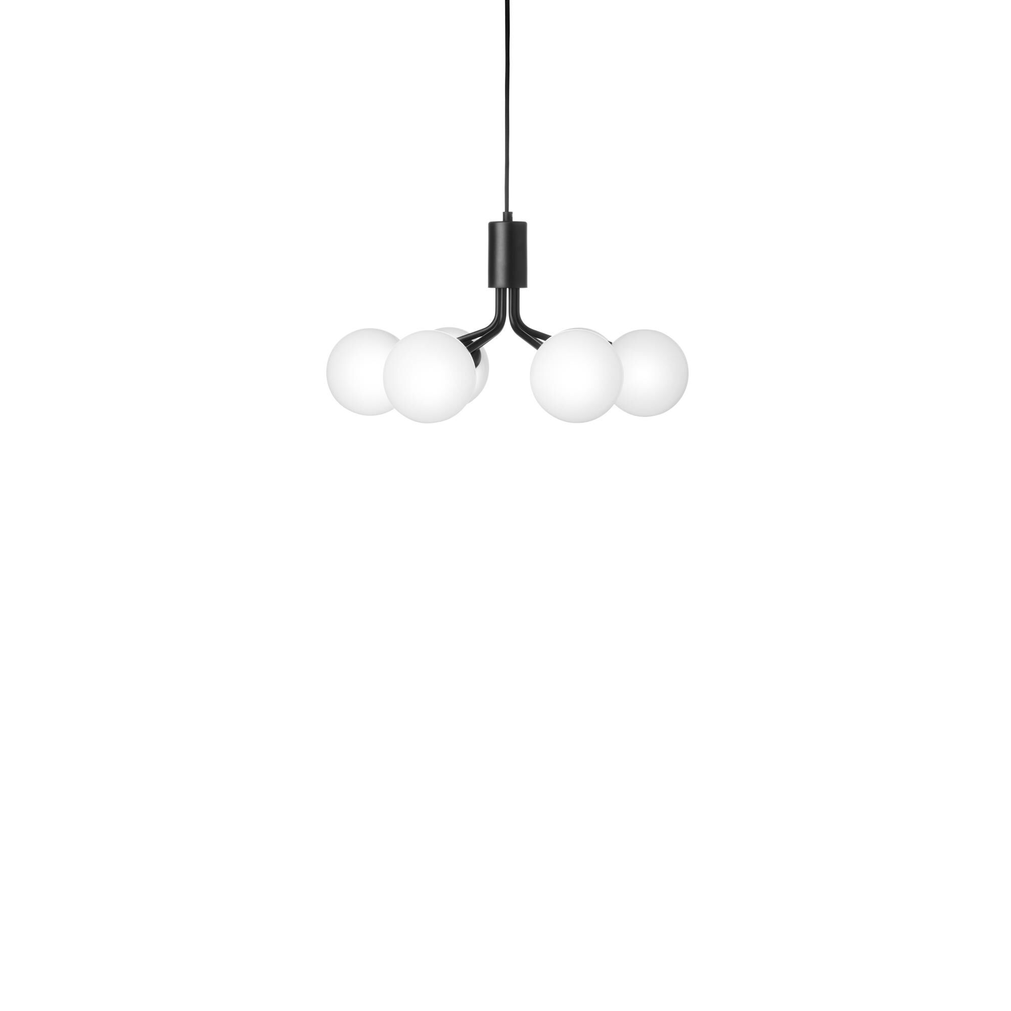 Apiales 6 Ljuskrona Satin Svart & Opal
