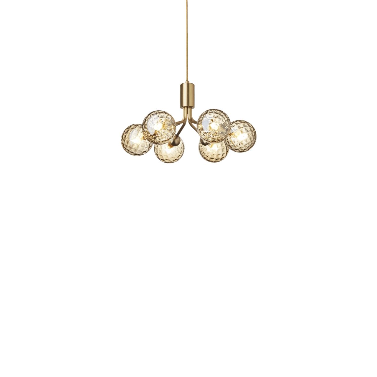 Apiales 6 Lysekrone Brstet Messing/Optic Gold