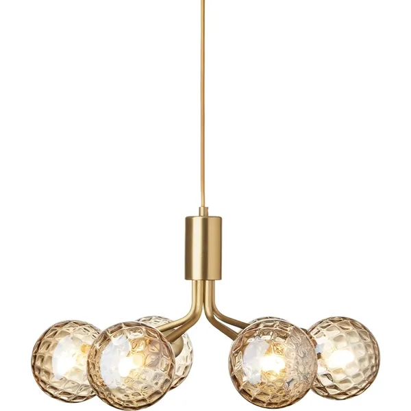 Apiales 6 Lysekrone Børstet Messing/Optic Gold