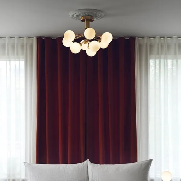 Apiales 9 Ceiling Light Brass and Opal Glass