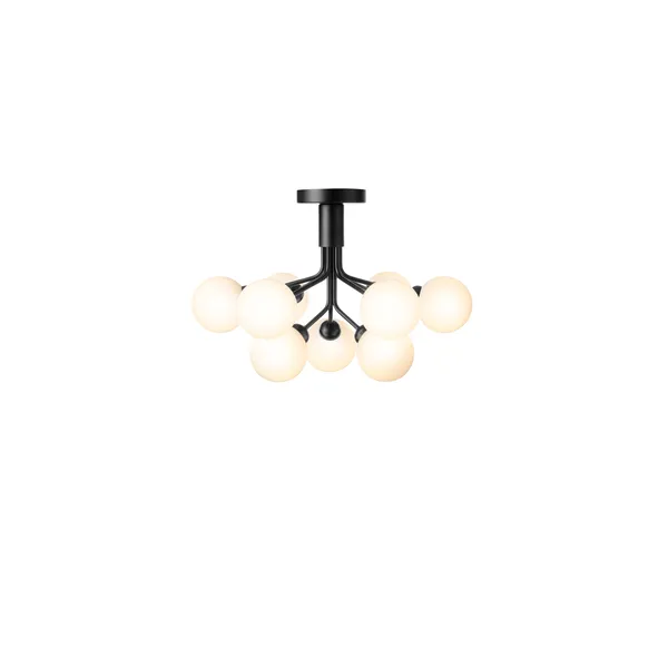 Apiales 9 Ceiling Light Satin Black/ Opal White