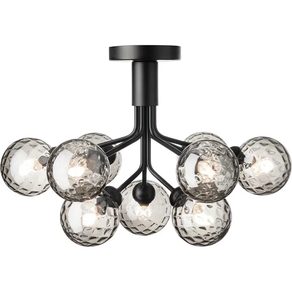 Apiales 9 Loftlampe Satin Sort/Optic Smoke