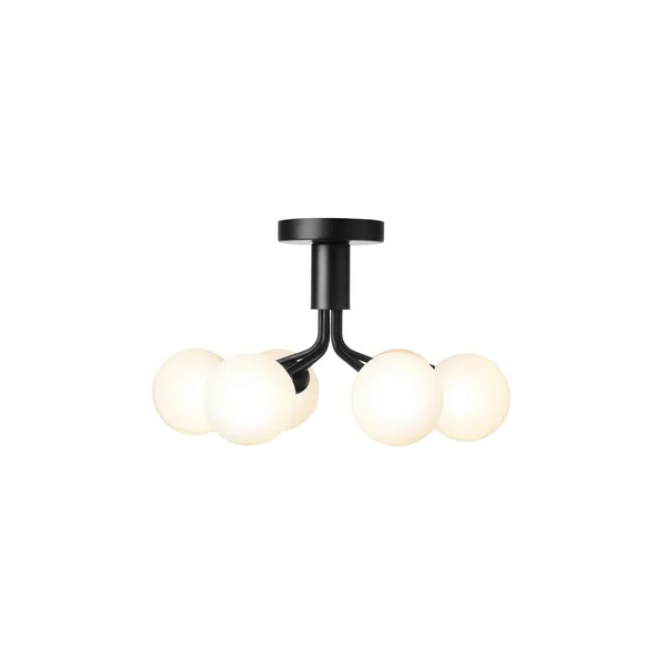 Apiales 6 Ceiling Light Satin Black & Opal
