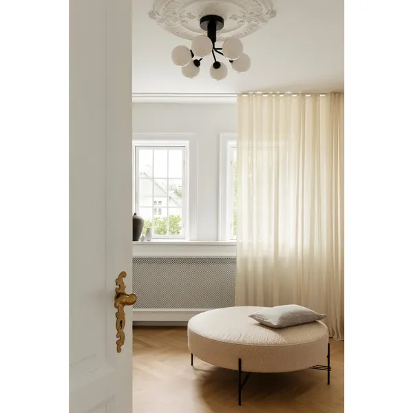Apiales 6 Ceiling Light Satin Black & Opal