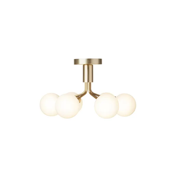 Apiales 6 Ceiling Light Brushed Brass & Opal