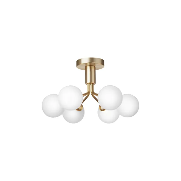 Apiales 6 Ceiling Light Brushed Brass & Opal