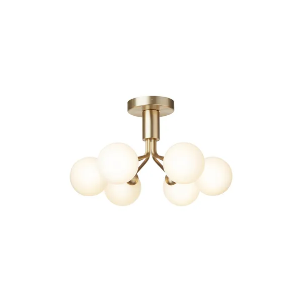 Apiales 6 Ceiling Light Brushed Brass & Opal