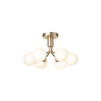 Apiales 6 Ceiling Light Brushed Brass & Opal