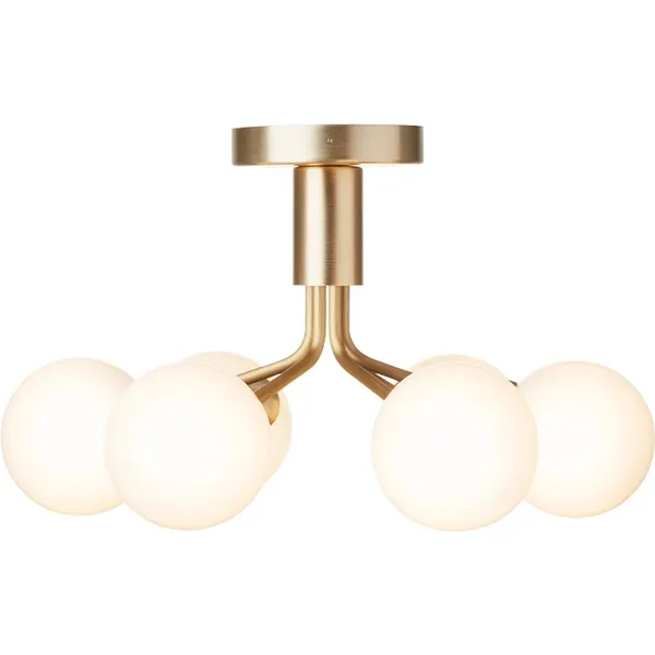 Apiales 6 Loftlampe Børstet Messing & Opal