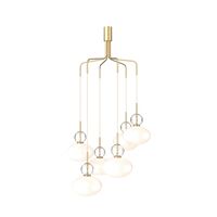 Rizzatto Cluster 6 Pendelleuchte Messing Satin /Opal