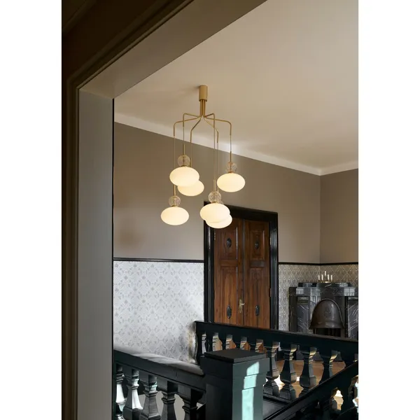 Rizzatto Cluster 6 Pendelleuchte Messing Satin /Opal