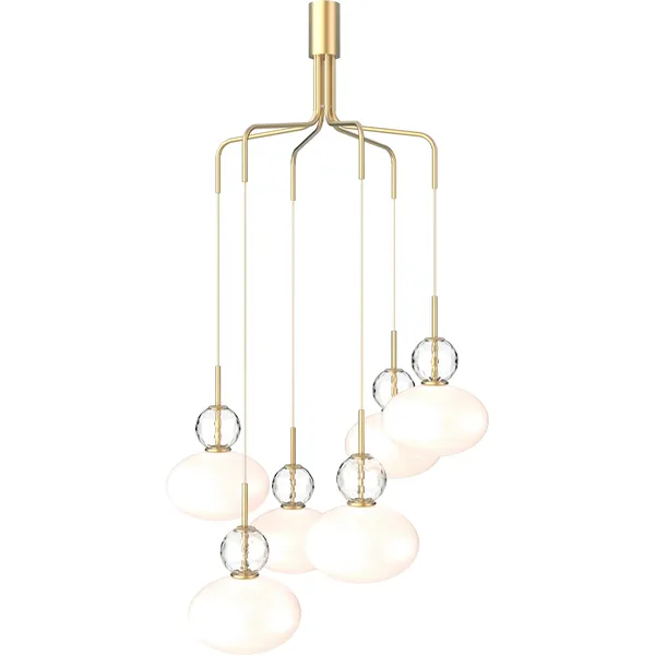 Rizzatto Cluster 6 Pendel Satin Messing/Opal