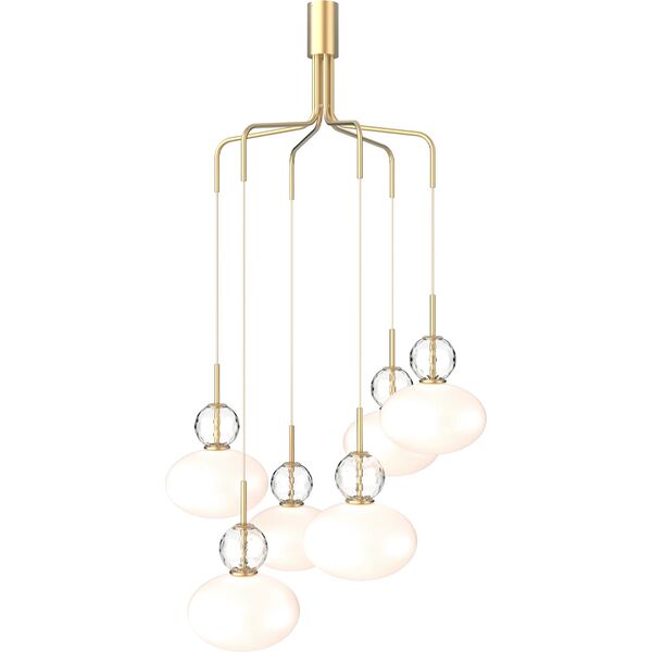 Rizzatto Cluster 6 Hanglamp Satijn Messing/Opaal