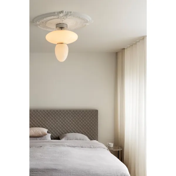 Rizzatto 42 Ceiling Light Satin Silver & Opal