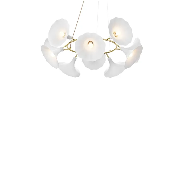 Petalii 10 Chandelier White/Polished Brass