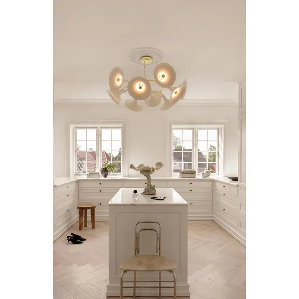 Petalii 10 Chandelier White/Polished Brass