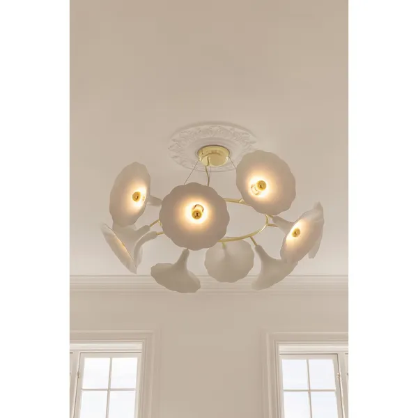 Petalii 10 Chandelier White/Polished Brass