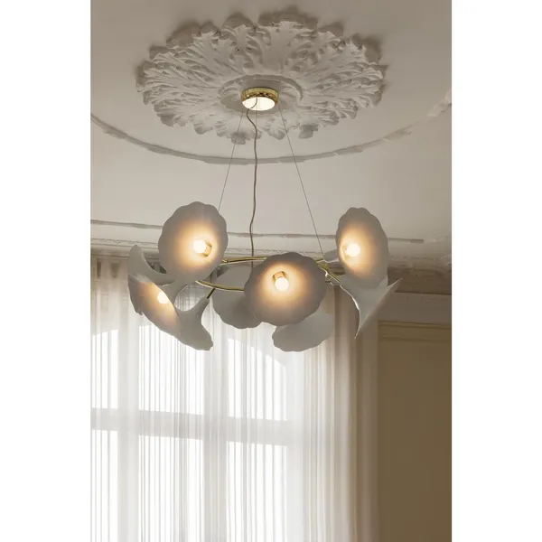 Petalii 10 Chandelier White/Polished Brass