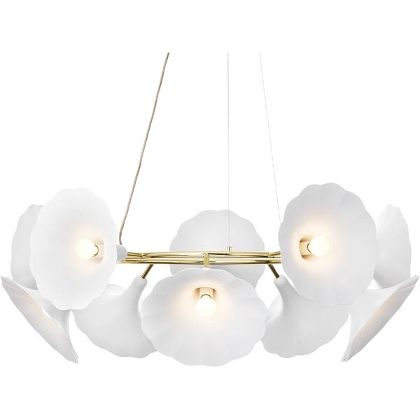 Lampadario Petalii 10 Bianco/ Ottone Lucido