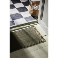Block Teppich 200x80 cm Oliv/Natur