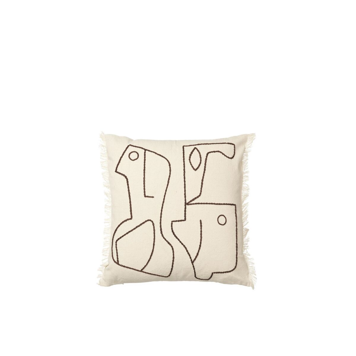 Figure Coussin 50x50 cm Blanc Cassé/ Café