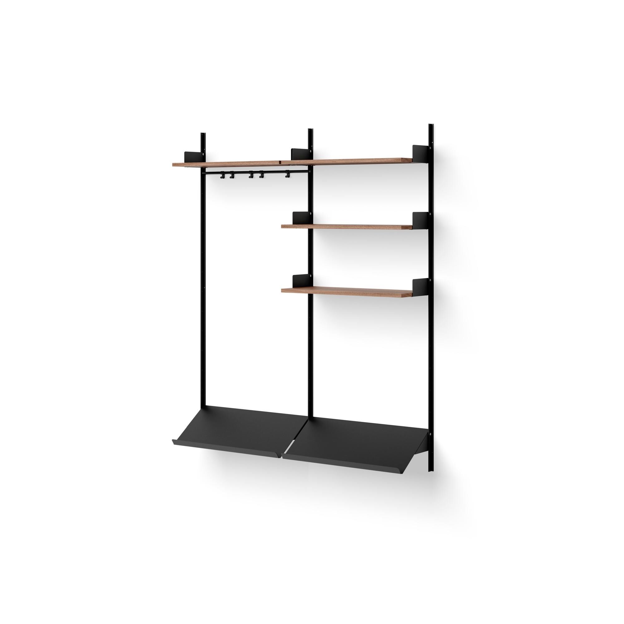 Armoire Etagère 3 Noyer/Noir