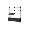 Living Shelf Bookcase With Doors Low Black Ash