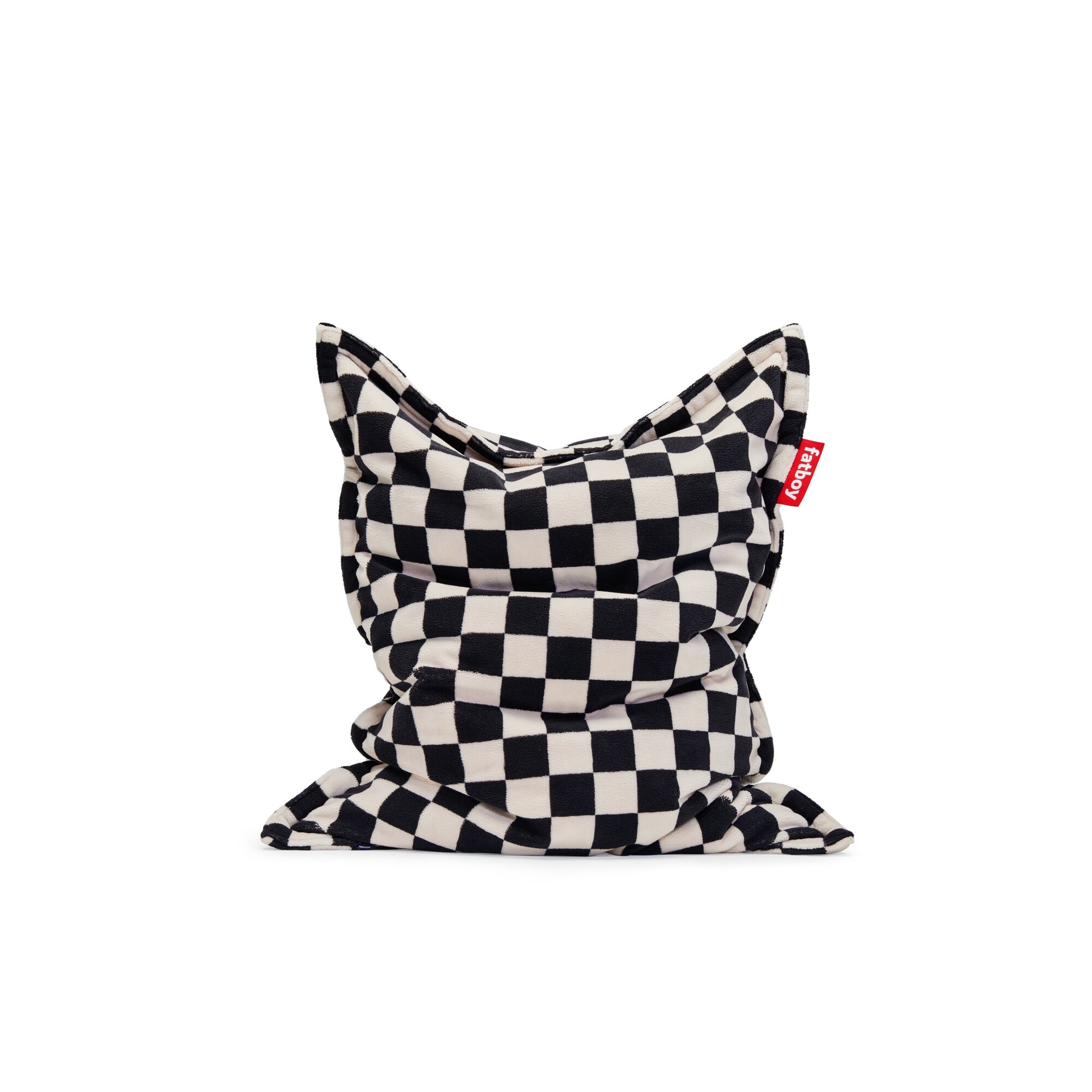 Original Slim Teddy Pouf Échecs Noir Écru