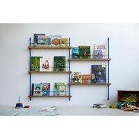 Zeitschriftenregal Bücherregal Mittel Eiche/Dunkelblau