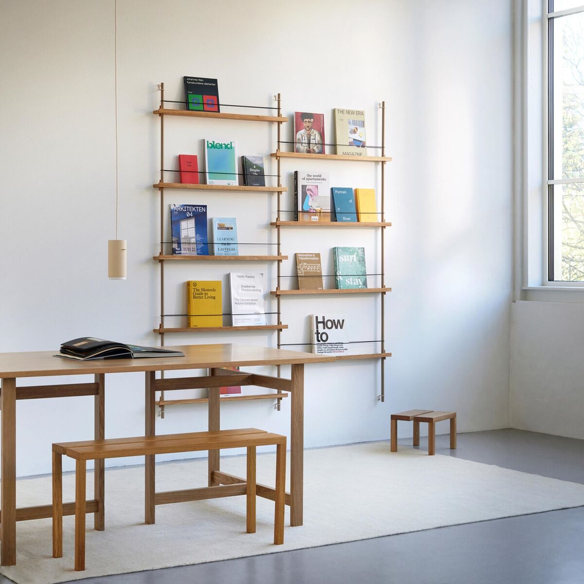 Tijdschriftenrek met Boekenplanken, Middelgroen Eiken/grenen