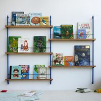 Magazine Shelving Bookcase High Oak/Deep Blue
