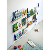 Magazine Shelving Bookcase High Oak/Deep Blue