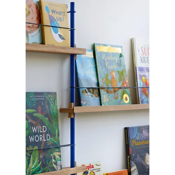 Magazine Shelving Bookcase High Oak/Deep Blue