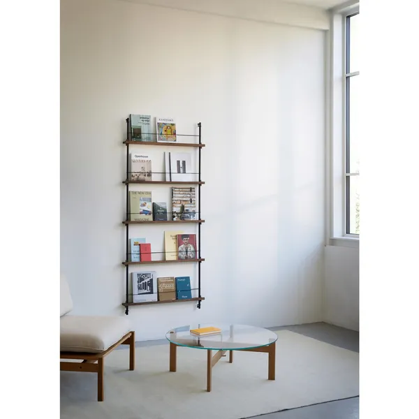 Magazine Shelving Bookcase High Smoked Oak/ White
