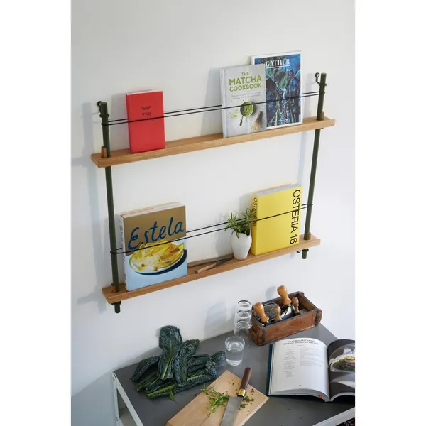 Magazine Shelving Bookcase Small Oak/Pine Green