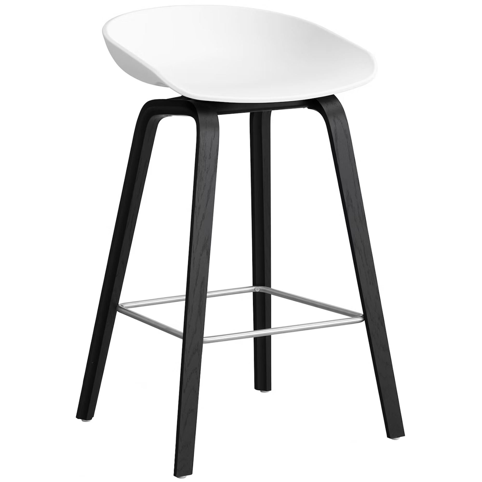 Tabouret de Bar AAS32 H65 Noir/acier Inoxydable/ Blanc