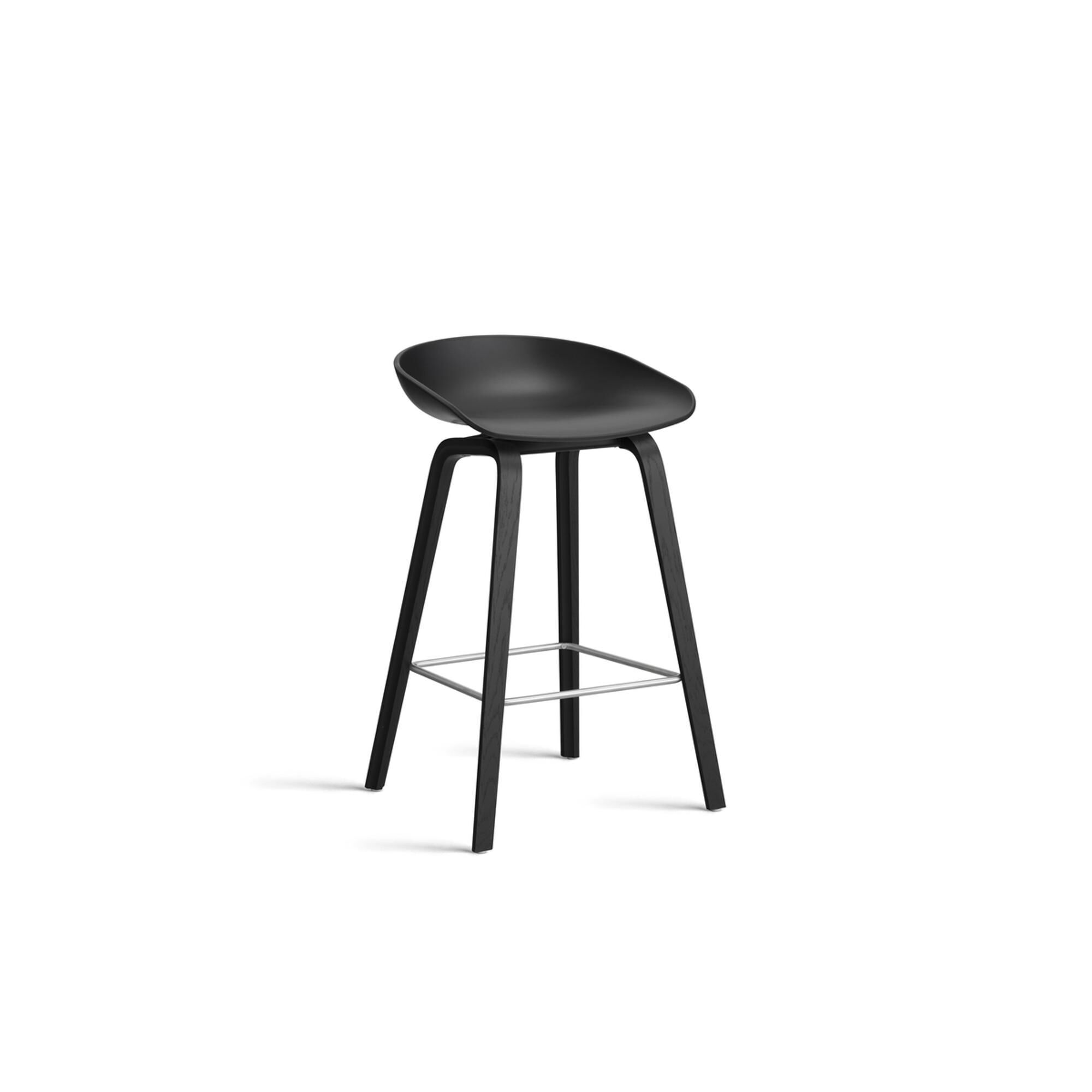 Tabouret de bar AAS32 H65 Noir/acier inoxydable/ Noir