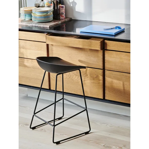 AAS38 Bar Stool H75 Black Steel/ Black