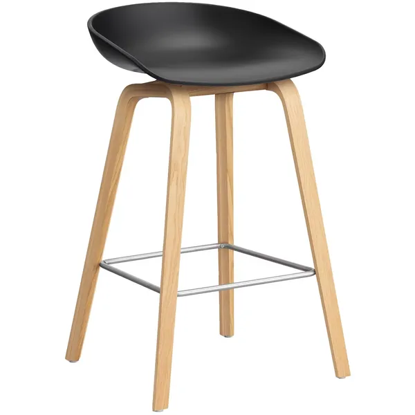 AAS32 Bar Stool H65 Oak/Stainless Steel/ Black