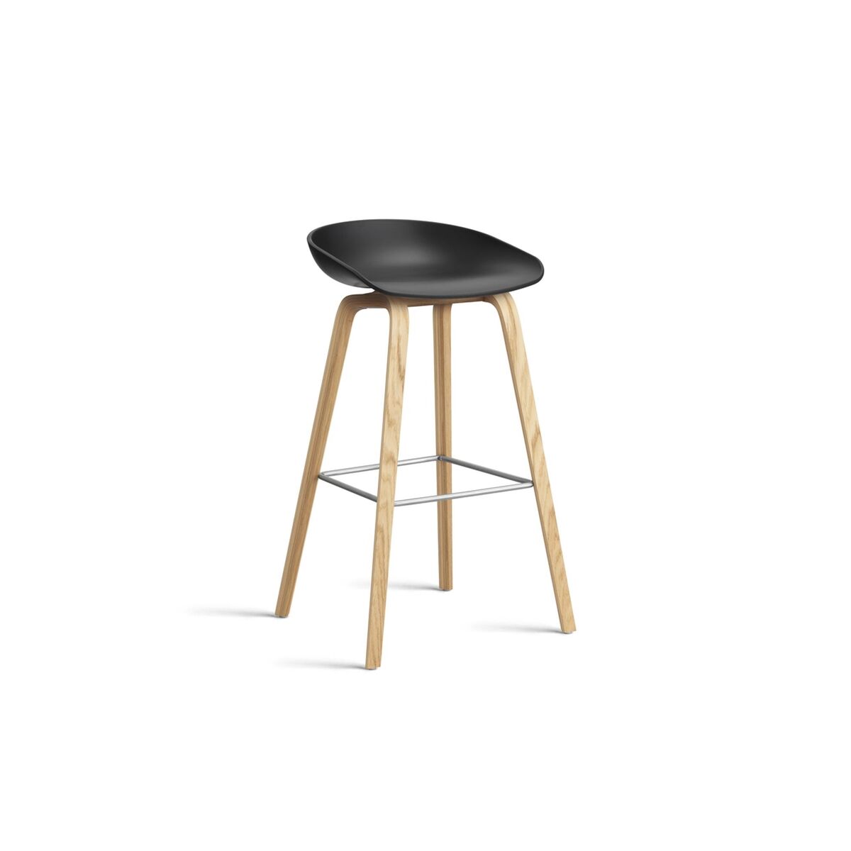 Tabouret de bar AAS32 H75 Chêne/Acier inoxydable/ Noir