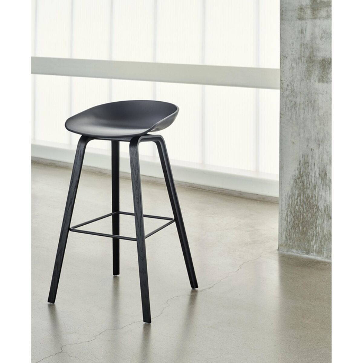 Tabouret de bar AAS32 H75 Chêne/Acier inoxydable/ Noir