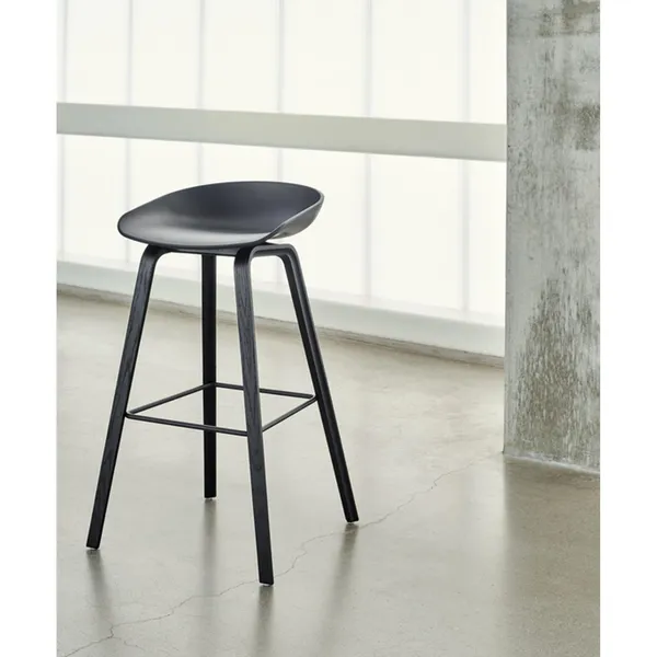 AAS32 Bar Stool H75 Oak/Stainless Steel/ Black