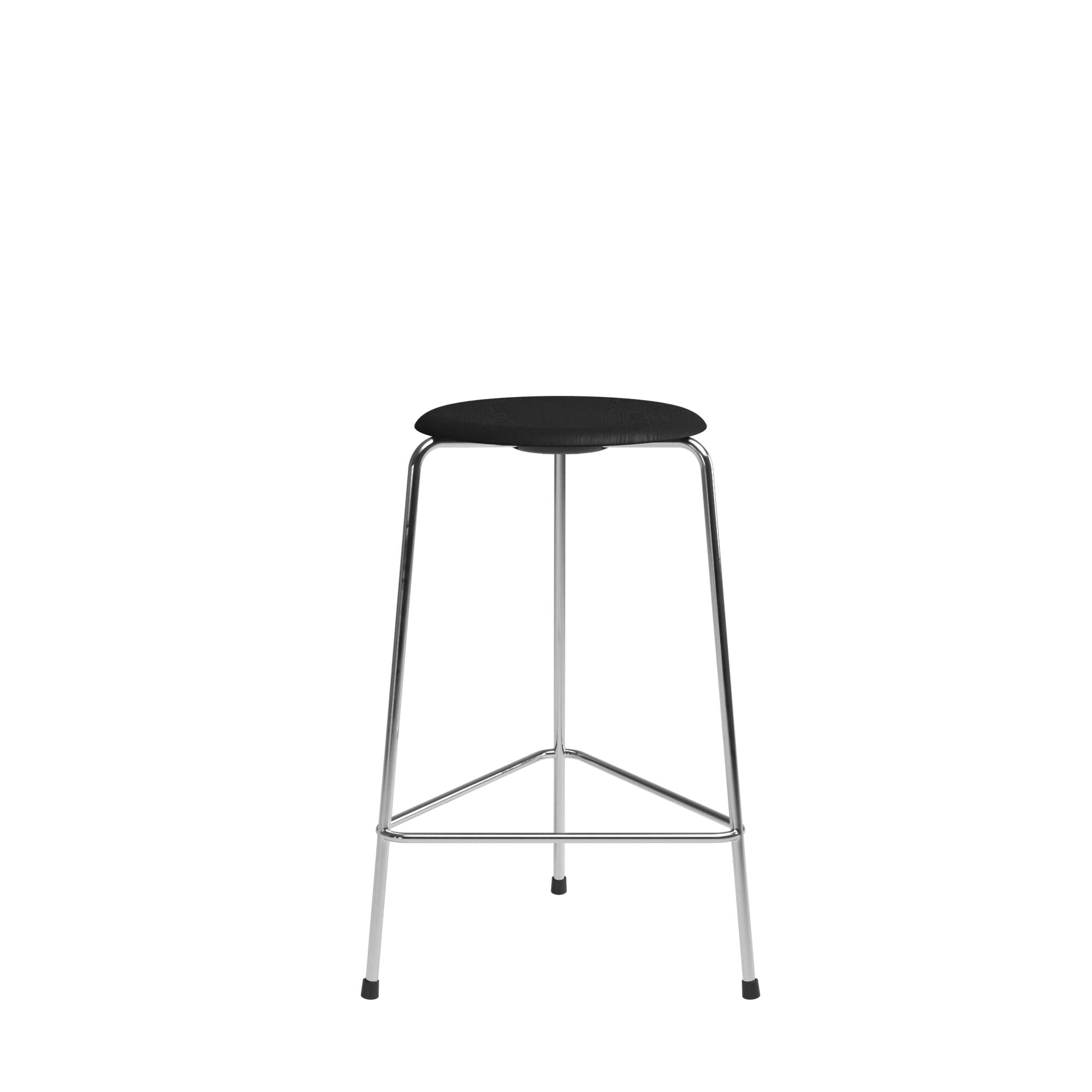 High Dot Tabouret de Bar H65 3 Pieds Chrome/ Frêne Noir
