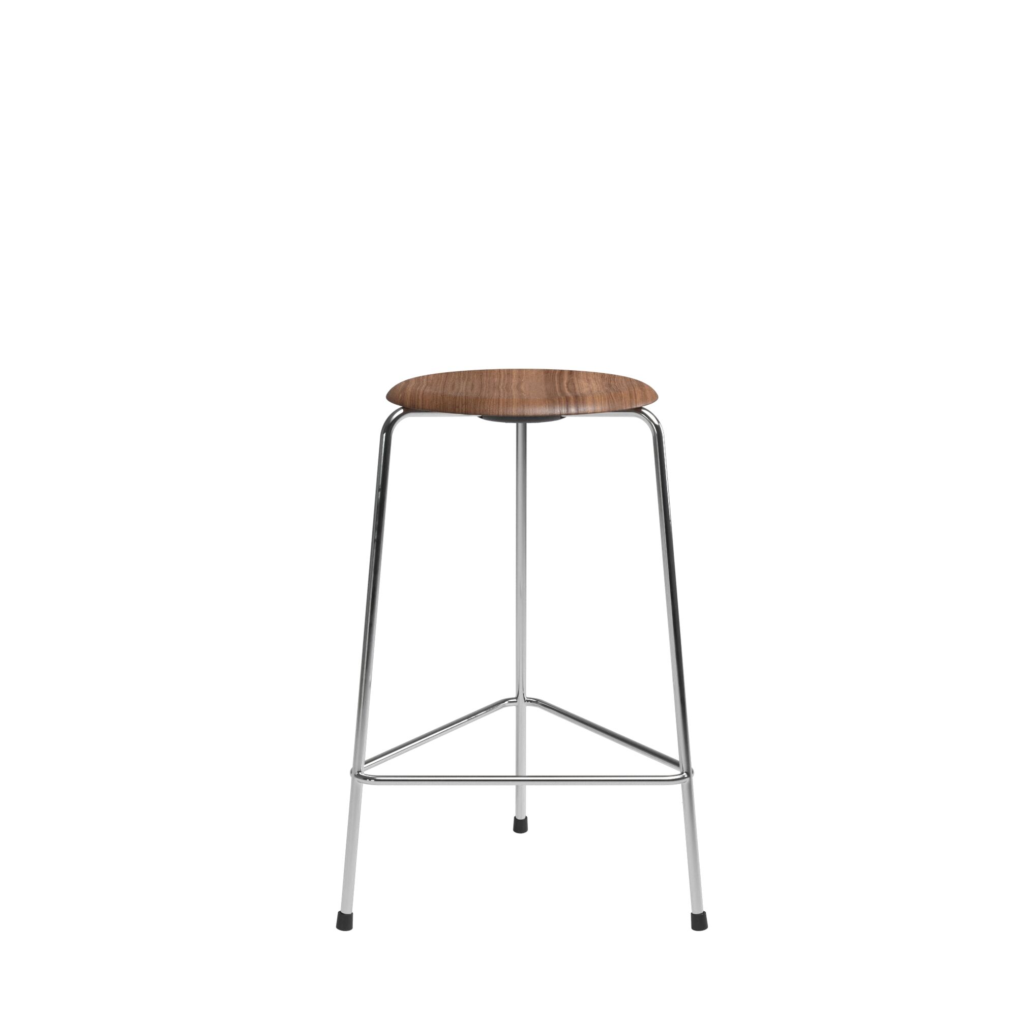 High Dot Tabouret de Bar H65 3 Pieds Chrome/ Noyer